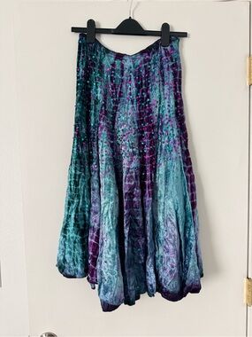 RAGA Teal & Purple Velvet Ombre Sequin Maxi Skirt